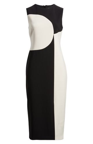 Abstract Colorblock Sleeveless Midi Dress