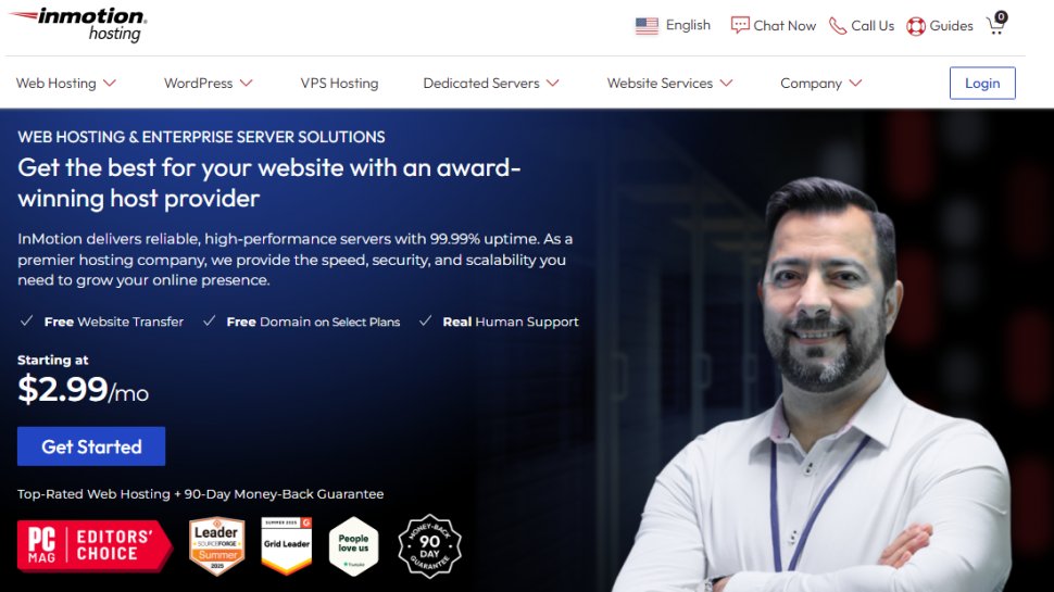 Website screenshot of InMotion Hosting (July, 2025)