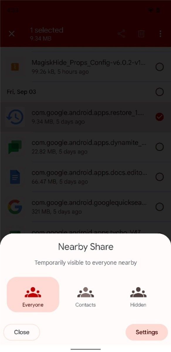 Nearby Share Device Visibility