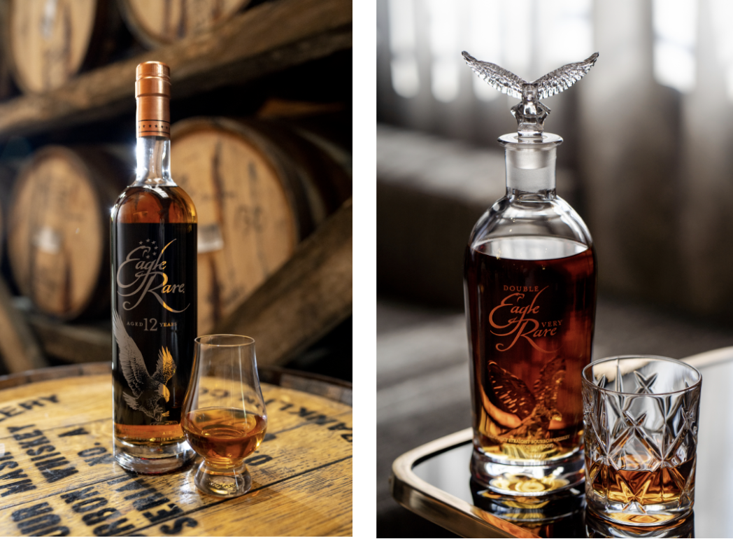 an image of the eagle rare 12 on the left, and eagle rare 20 on the right