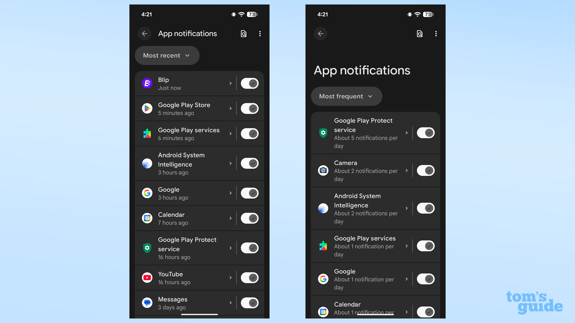 App notification toggles