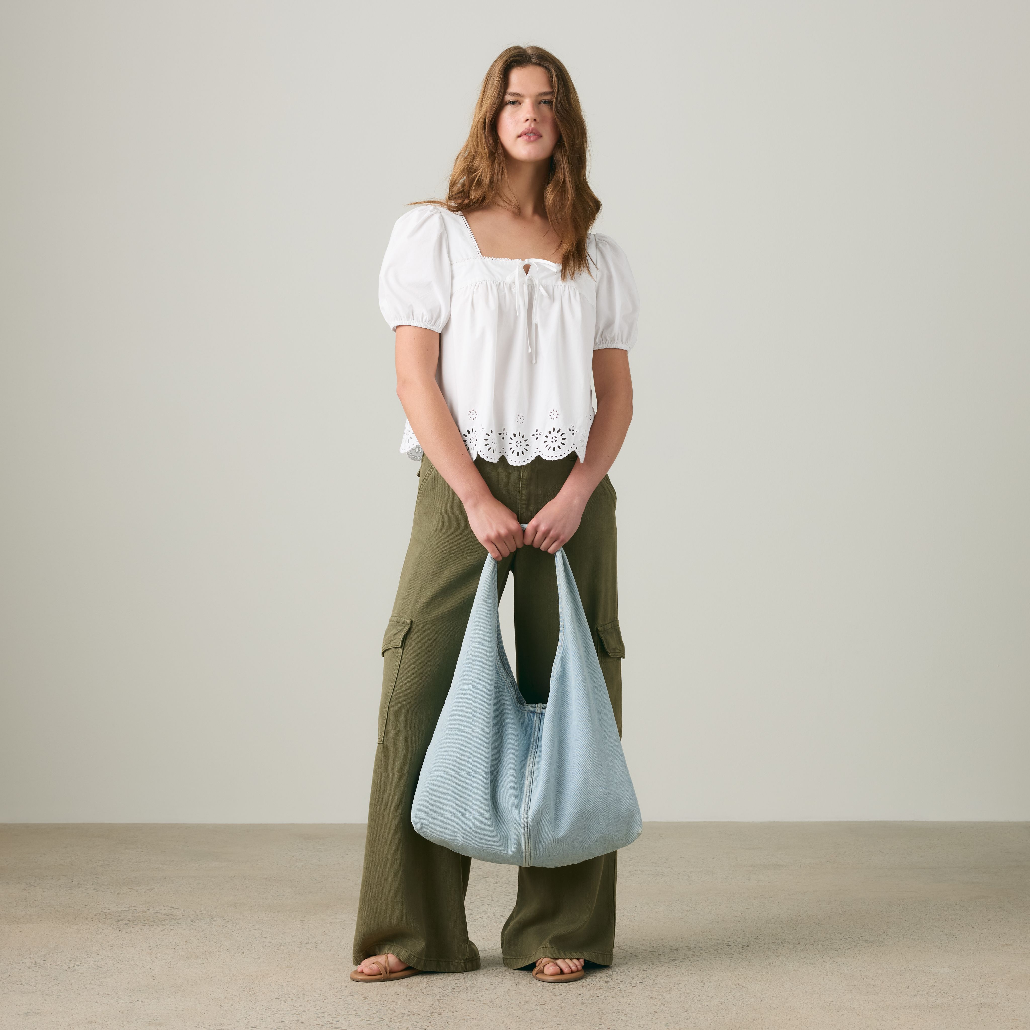 Darling Short-Sleeve Cutwork Blouse