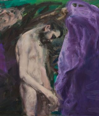 dark oil painting of naked man