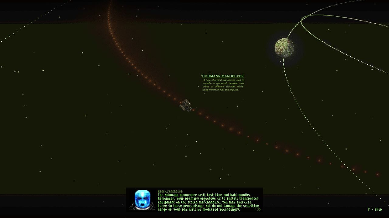 galaxy map screen showing "Hohman maneuver" to reach space station