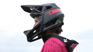 Fox Racing Proframe RS Taunt helmet being worn