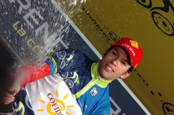 Julien El Far&egrave;s (Cofidis) celebrates another day in the race lead.
