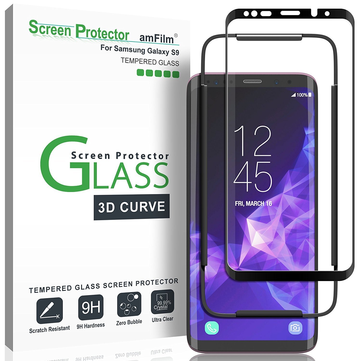 amFilm Tempered Glass Galaxy S9