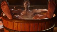 Geralt in the tub (remastered).