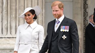 Meghan, Duchess of Sussex and Prince Harry, Duke of Sussex attend the National Service of Thanksgiving at St Paul's Cathedral