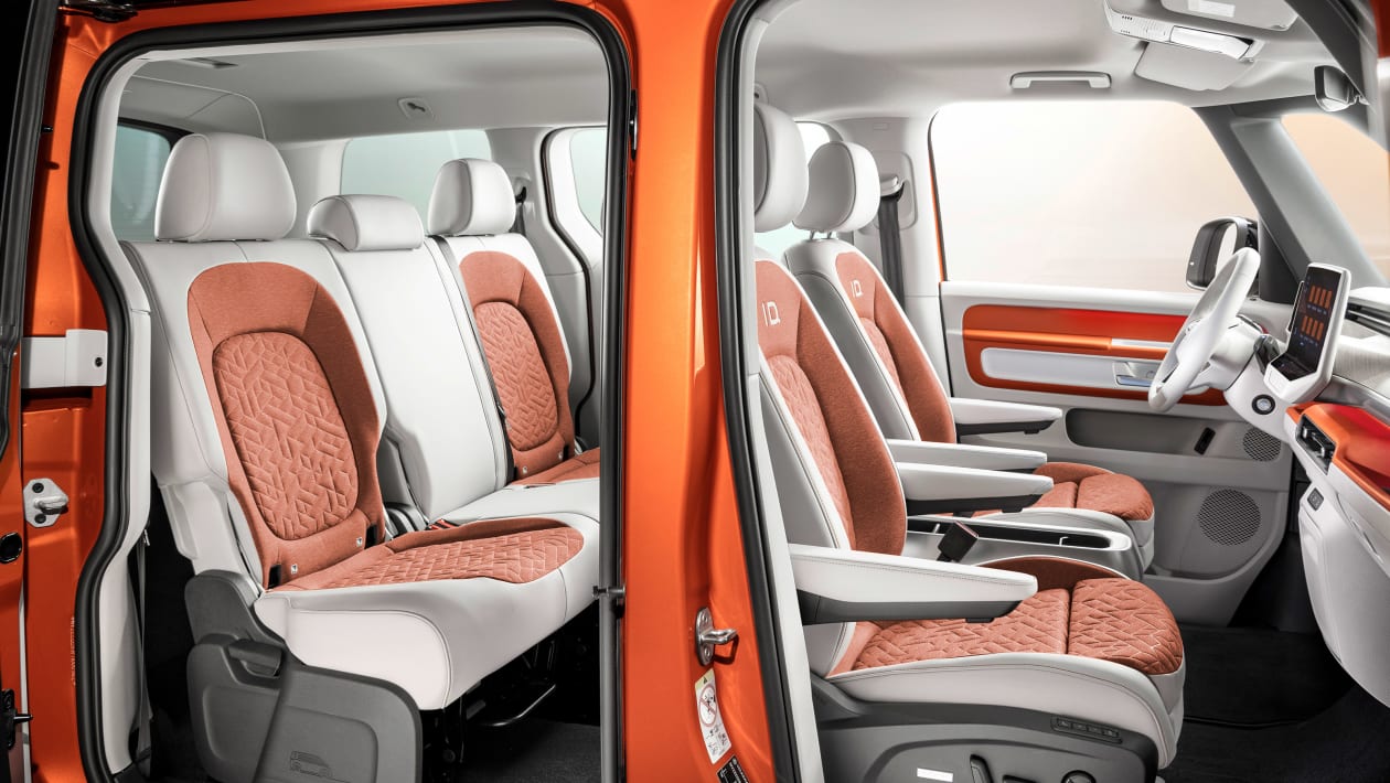 vw id buzz doors open with five seat layout