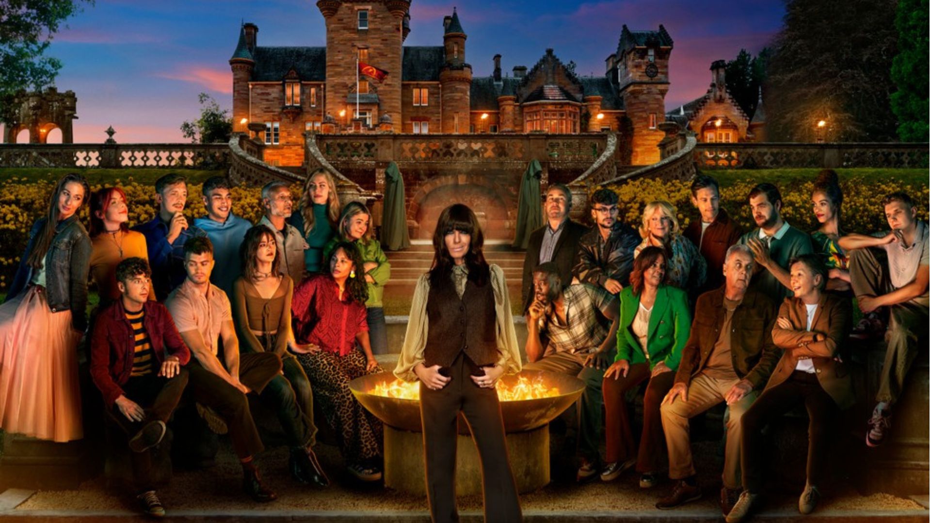 The Traitors UK season 4 cast stands outside the castle