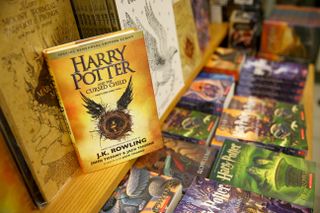 Copies of British author J.K. Rowlings latest book, Harry Potter and the Cursed Child, on display at a bookstore in New York