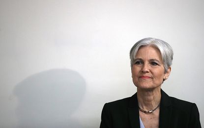 Jill Stein speaks at a press conference. 