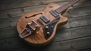 Duesenberg Alliance Series Tom Bukovac: the new semi-hollow signature model is a stunning singlecut with a quilted maple build in a natural finish.