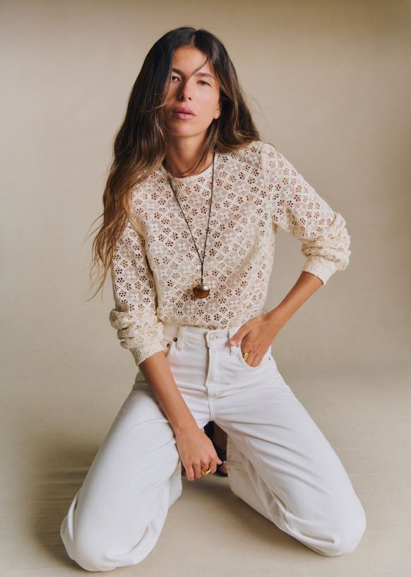Jesse Blouse - Ecru Guipure Lace - Organic Cotton - Textile Made From Organic Fibers - S&amp;eacute;zane