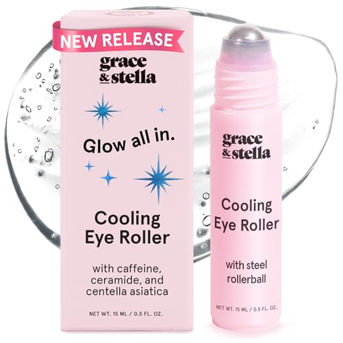 Grace &amp;amp; Stella Under Eye Brightener With Cooling Metal Rollerball - Ceramide &amp;amp; Caffeine Eye Cream for Puffy Eyes - Travel Size Toiletries - Vegan Skincare (15ml / 0.51floz)