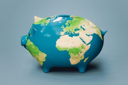 World Map Textured Piggy Bank