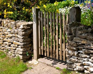 dry stone wall with gate