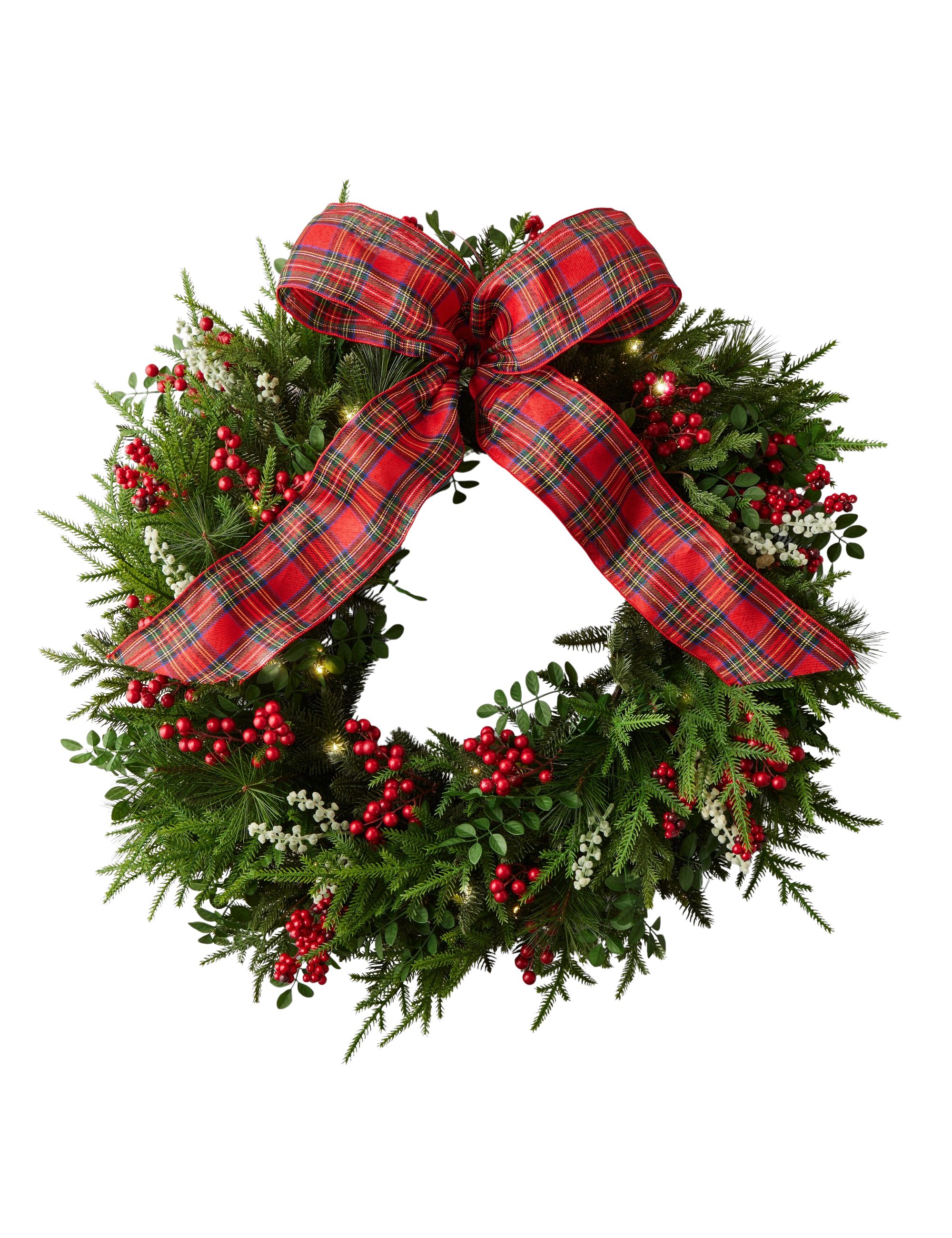 Faux Foliage & Berries Tartan Wreath