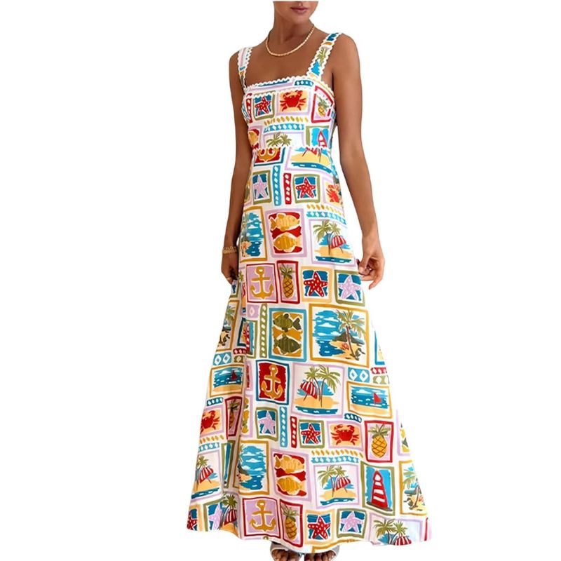 Qiribati, Graffiti Print Maxi Dresses