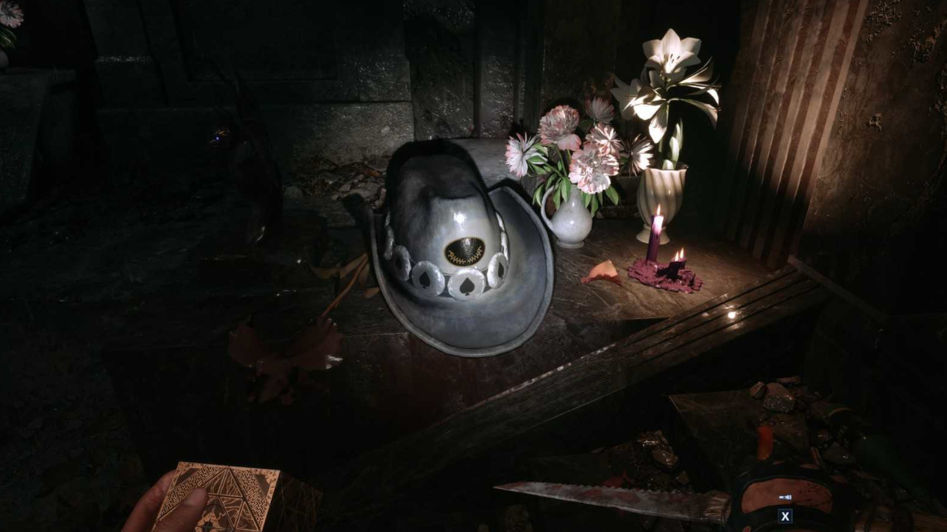 A screenshot of the Hellraiser: Revival easter egg of Lemmy's hat