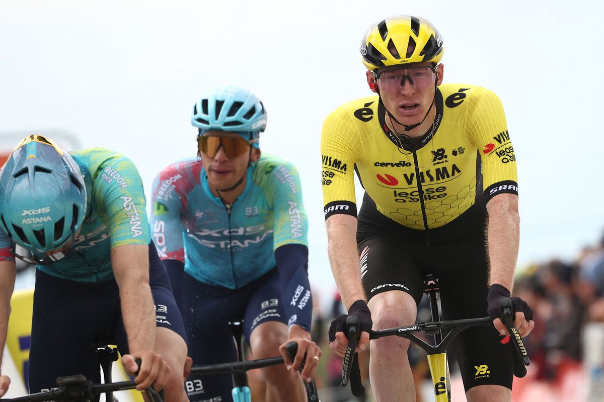Jorgenson crosses the line in third on the stage
