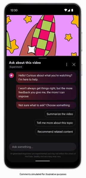 A few pre-made prompts users can ask YouTube's AI.