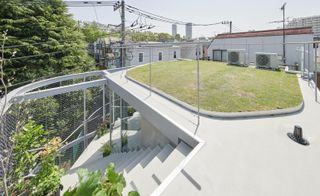 view from above at quirky Tokyo house that blends domestic and urban park