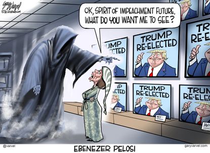 Political Cartoon U.S. Ebenezer Pelosi Trump Re-elected