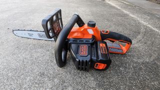 Hero image of the BLACK + DECKER 40V MAX 12-inch Cordless Chainsaw