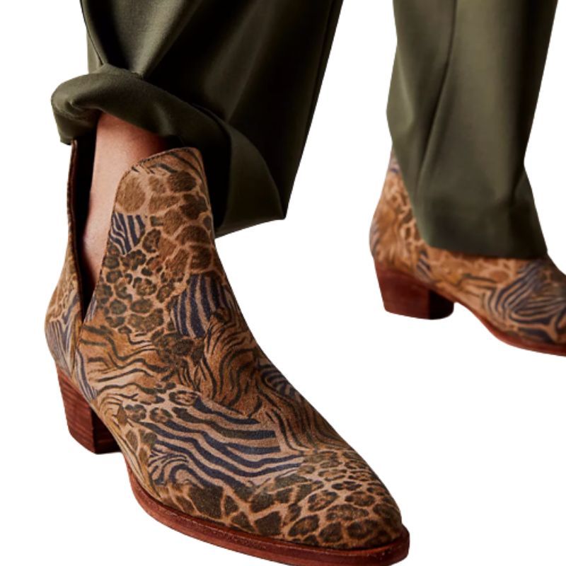 ANIMAL PRINT Free People Animal Charm Double V Ankle Boots