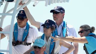 Princess Anne, Princess Royal and Timothy Laurence watchon day 4 of the America's Cup Match