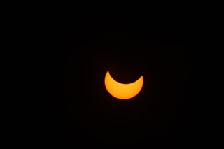 The partial solar eclipse of June 1-2, 2011, at maximum is shown as observed from Tromsø in Norway. The rare