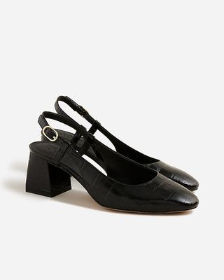 Layne slingback heels in croc-embossed leather