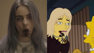 Billie Eilish with spiders in Simpsons short and you should see me in the crown music video