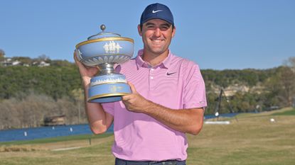 Scottie Scheffler with the trophy after his 2022 WGC-Match Play win
