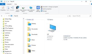 A screenshot of a Windows 10 File Explorer menu showing the various folders and file stored on a PC