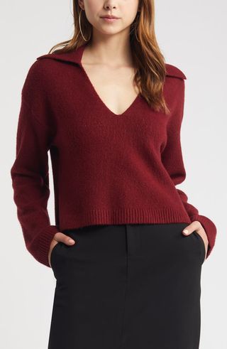 Johnny Collar Boxy Crop Sweater