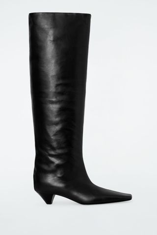 Slouched Leather Knee-High Boots