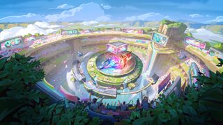 Keyart for the Soul Fighter summer event depicting a magical stadium surrounded by fans