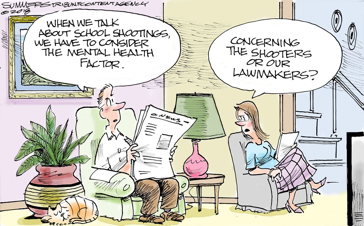 Political cartoon U.S. Parkland school schooling gun violence mental ...