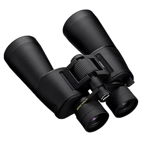 The Nikon Action Zoom 10-22x50 binoculars on a white background.