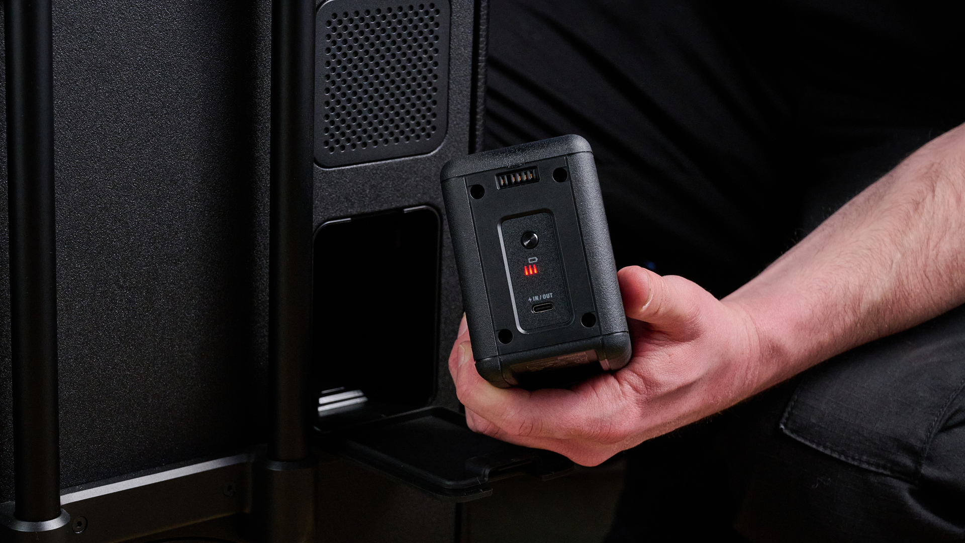 A black and brass Marshall Bromley 750 party speaker