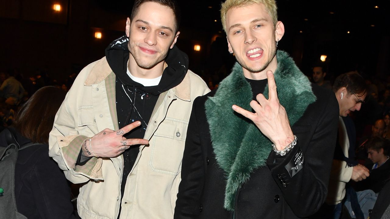 Actors Pete Davidson (L) and Colson Baker, aka Machine Gun Kelly attend the &#039;Big Time Adolescence&#039; Premiere during the 2019 Sundance Film Festival at Eccles Center Theatre on January 28, 2019 in Park City, Utah.