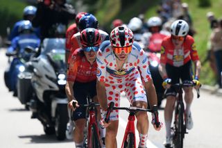 Giulio Ciccone (Lidl Trek) chases KOM points from the stage 20 breakaway