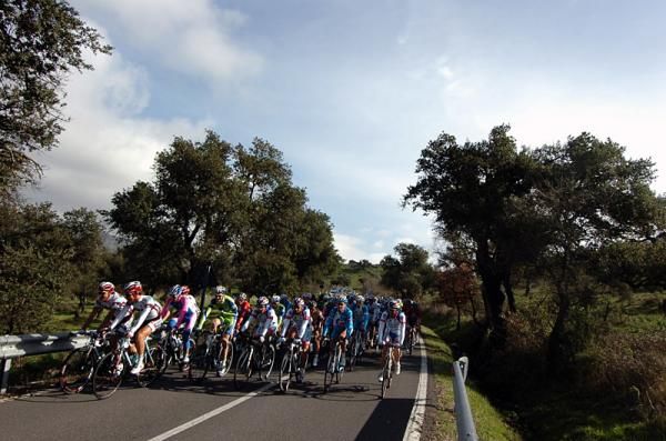 The Giro di Sardegna peloton enjoys the pleasant weather.