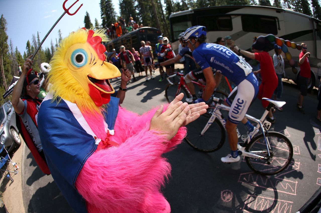 Even the chicken cheered on the riders