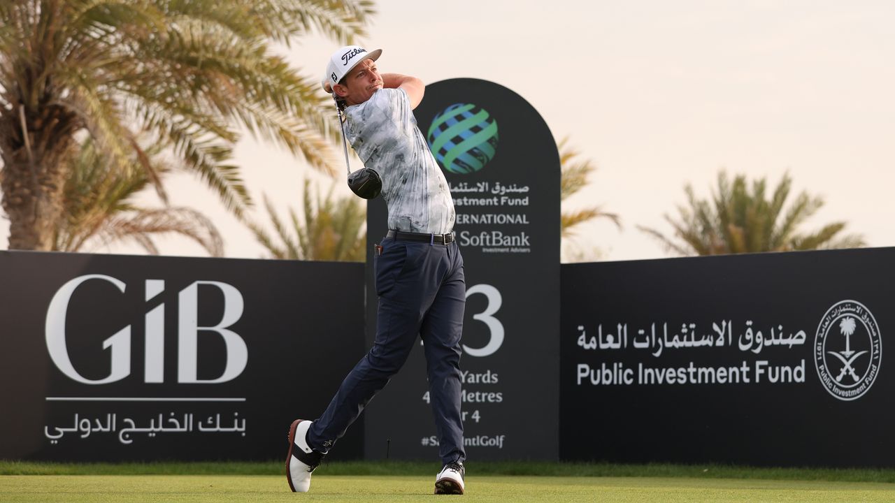 Cameron Smith hits a drive at the Saudi International