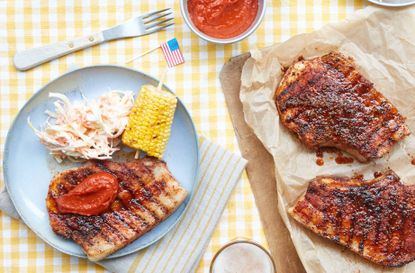 American-style pork chops with barbecue sauce