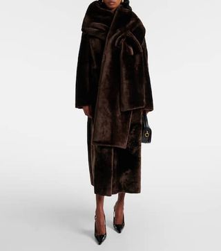 Daphne Shearling Scarf Coat